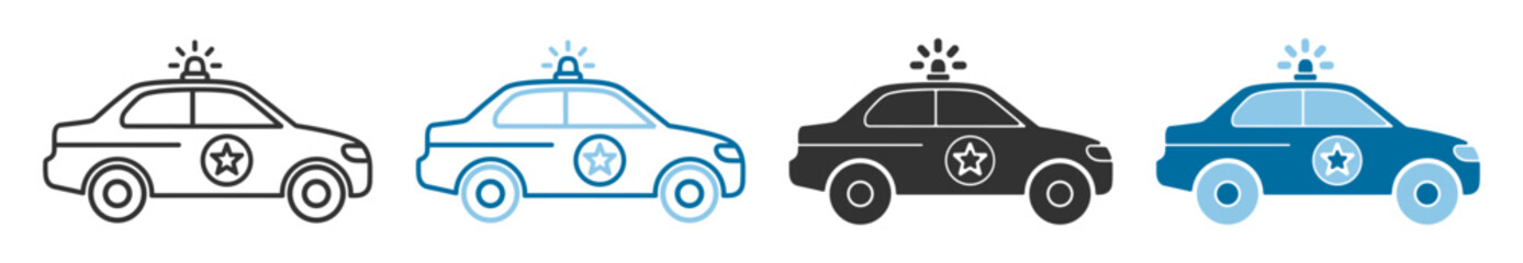 Police patrol car with siren light icon in outline and solid styles isolated on transparent background © Polyak Tata