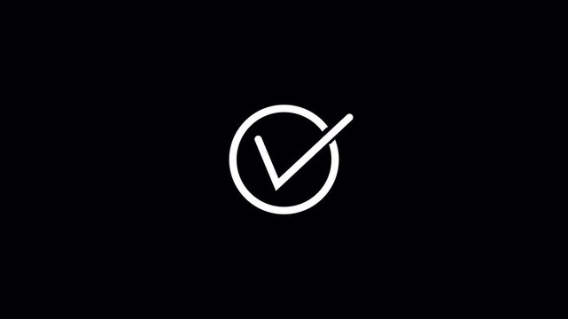 Check mark icon, positive symbol, Animated tick mark icon with circle loading animated on a transparent background in 4k.
