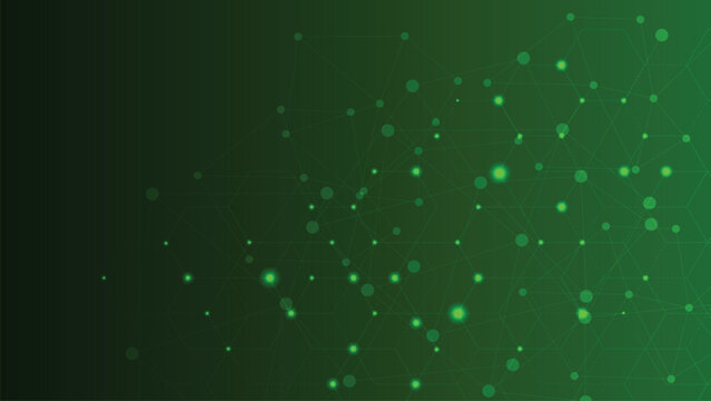Green abstract background and hexagon line 