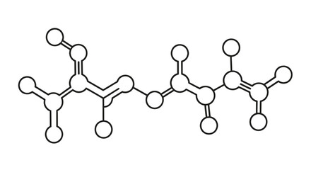 Linear diagram of a chemical structure with carbon and oxygen atoms