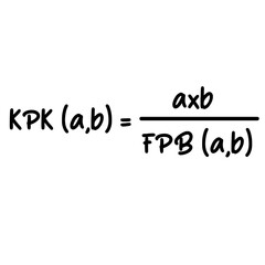 Fototapeta premium Least common multiple formula isolated on white background mathematics equation handwritten in simple educational style illustration. 