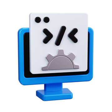 code editor 3d render icons