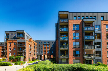 New houses construction in Gdansk, Poland. Residential house development