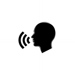 Silhouette of person speaking with sound waves emanating