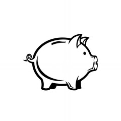 Obraz premium Cute pig illustration in modern black and white design