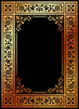 Decorative border frame book golden cover template