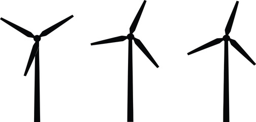 Modern wind farm turbine vector silhouettes collection for green technology environmental conservation alternative energy sources and ecological global warming graphics. © Sumaiya