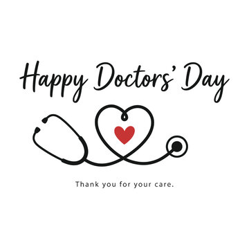 Happy doctors' day celebration with heart and stethoscope