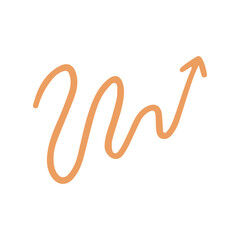 Obraz premium Orange Scribble Upward Wavy Arrow
