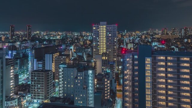 Tokyo Skyline Night Timelapse From Tokyo Skytree Over Sumida City Lights