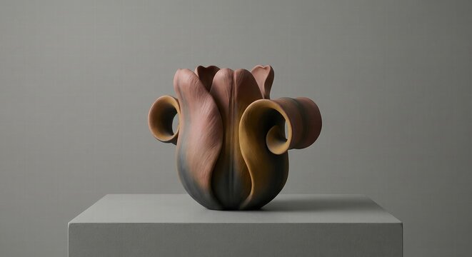 Tulip Flower Sculpture Vase Art 3D Render Modern Design Featuring Ceramic Object And Matte Finish