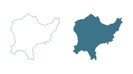 Obraz premium Abstract Geographic Map Outline and Silhouette Vector. Stylized Simple Shape for Location, Territory, or Island Concepts.