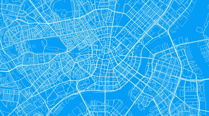 Fototapeta premium Minimalist Urban City Map Blueprint with White Street Network on Blue Background for Navigation & Planning Concepts
