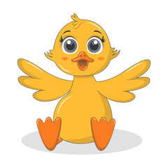 Fototapeta premium Adorable Little Duck Character in Cartoon Design. Isolated Vector Illustration.