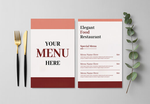 Elegant Restaurant Menu Card Mockup