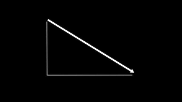 Red colorful downward trend arrow graph on black background symbolizing representing financial and market loss, market decline, business decrease, economic crisis, and negative growth concept.