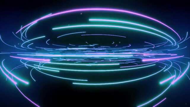 Neon Energy Rings Flow &ndash; Futuristic Tech Seamless HD VJ Loop