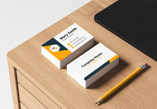 Realistic Business Card Stack Mockup