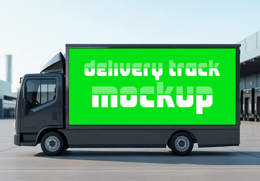 Side View Cargo Truck Mockup for Transport Branding Design