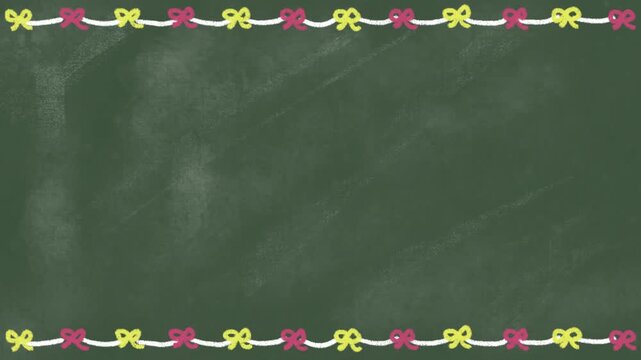 Blackboard with colorful chalk ribbon border loop