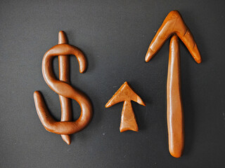 Dollar symbol with arrow representing financial volatility and market uncertainty concept