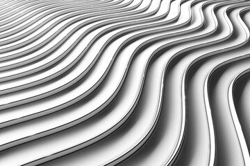 Obraz premium Monochrome layered wave background with smooth flowing curves for modern poster and minimalist wallpaper design .3d render