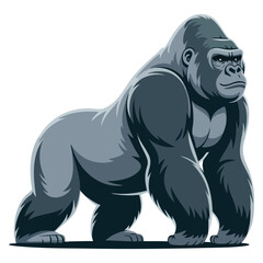 Obraz premium Cartoon clipart character silverback gorilla vector illustration animal in flat style wild animals wild creatures wildlife concept artwork