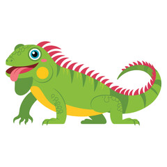 Obraz premium Cartoon happy iguana isolated on white background vector illustration suitable for reptile character, tropical wildlife symbol and playful design theme
