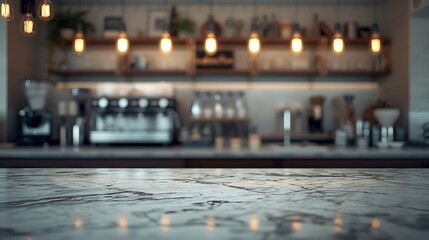 Obraz premium AI Generative Modern Coffee Shop Interior with Warm Lighting and Rustic Design