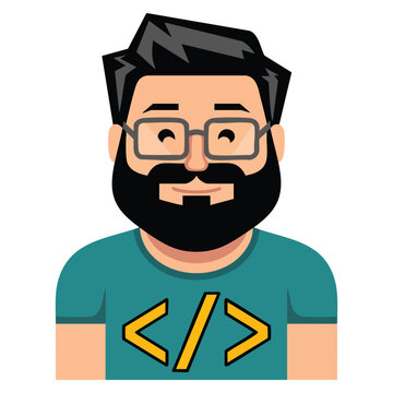 Cartoon style programmer icon isolated on white background people of different profession symbol stock vector illustration ideal for technology design