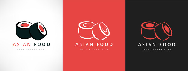 Asian food rolls logo vector. Sushi design vector illustration