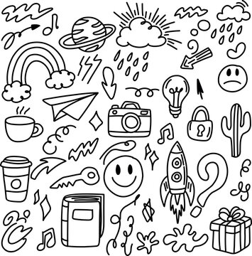 Cute Hand Drawn Doodle Elements Set
