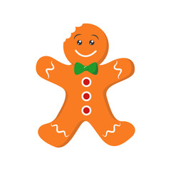 Obraz premium Christmas Gingerbread Man Character. Isolated on White Background. Vector Cartoon Illustration.