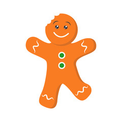 Obraz premium Christmas Gingerbread Man Character. Isolated on White Background. Vector Cartoon Illustration.