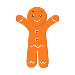 Fototapeta premium Christmas Gingerbread Man Character. Isolated on White Background. Vector Cartoon Illustration.