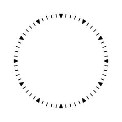 Fototapeta premium Mechanical clock face, bezel. Watch dial with minute and hour marks. Timer or stopwatch element. Blank measuring circle scale with divisions. Vector illustration