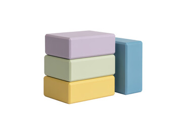 Fototapeta premium Stacked colorful blocks with blue block yellow