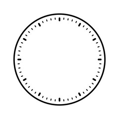 Mechanical clock face, bezel. Watch dial with minute and hour marks. Timer or stopwatch element. Blank measuring circle scale with divisions. Vector illustration