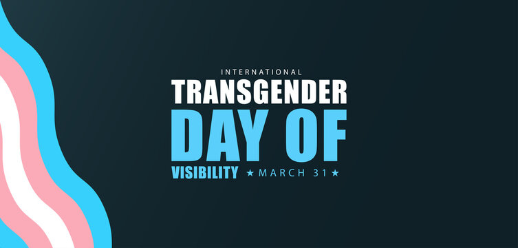 Bold Transgender Day of Visibility Layout with Abstract Pride Flag Curve