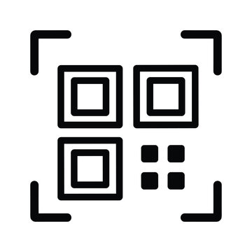 A stylized qr code-like graphic with dotted corners and smaller internal squares