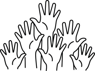 Fototapeta premium A diverse group of hands raised together in unity and support.