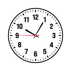 Mechanical clock face with arabic numerals, bezel. Watch dial with minute, hour marks and numbers. Timer or stopwatch element. Blank measuring circle scale with divisions. Vector illustration