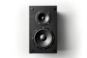 Obraz premium New black bookshelf speaker electronics white background loudspeaker.