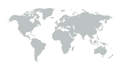 Fototapeta premium Minimalist Gray World Map with Raised 3D Effect on White Background - Global Connection, Geography & International Business Concept