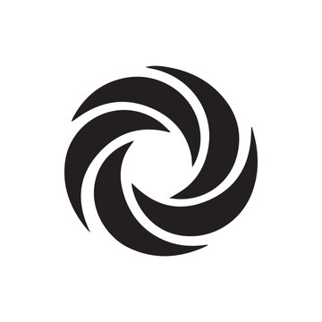 Minimalist Black Swirl Abstract Circular Logo on a White Background