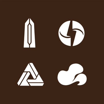 Sleek White Geometric and Organic Abstract Icons for Modern Branding