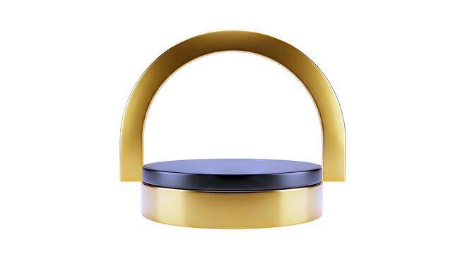 Modern Gold and Black Product Display Stand with Arch