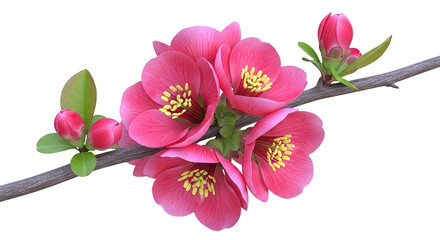 Obraz premium Pink Quince Blossoms on a Branch