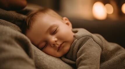Two-month-old baby resting on parent's chest showing warmth and bonding