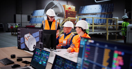 Engineer Leads Diverse Team In Constructing Solar Panels © Andrey Popov